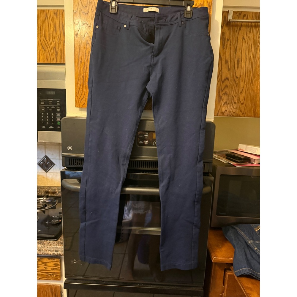 Active USA Women Navy‎ Blue Ponte Knit Pants Slim Leg Stretch 1XL P6128XL